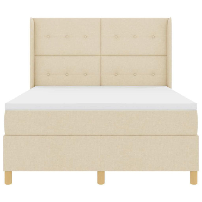 Pat cu arcuri cu saltea cu headboard Crem 140 x 190 cm țesătură - WALTI WALTI