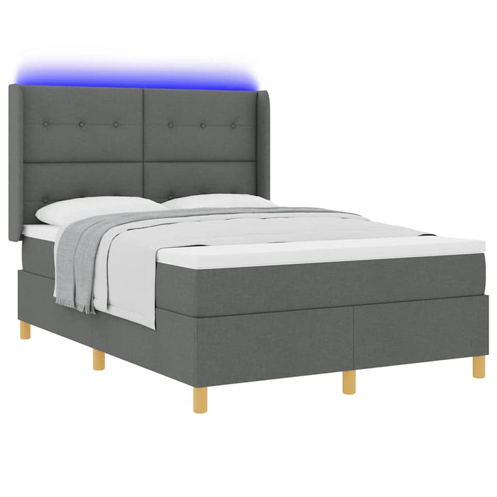 Pat cu arcuri cu saltea cu headboard Gri 140 x 200 cm țesătură - WALTI WALTI