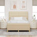 Pat cu arcuri cu saltea cu headboard Crem 140 x 200 cm țesătură - WALTI WALTI