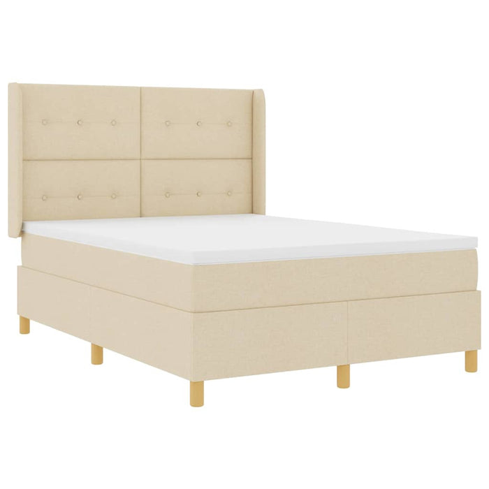 Pat cu arcuri cu saltea cu headboard Crem 140 x 200 cm țesătură - WALTI WALTI