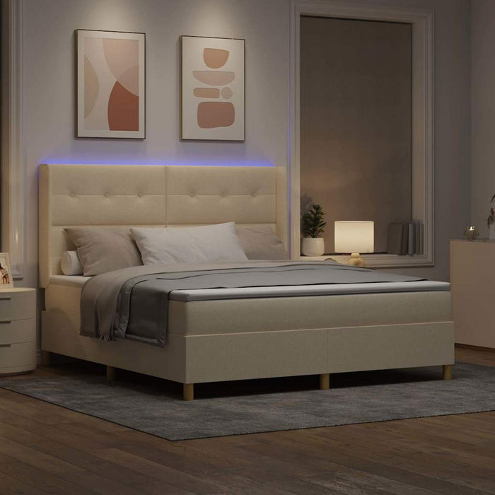 Pat cu arcuri cu saltea cu headboard Crem 140 x 200 cm țesătură - WALTI WALTI