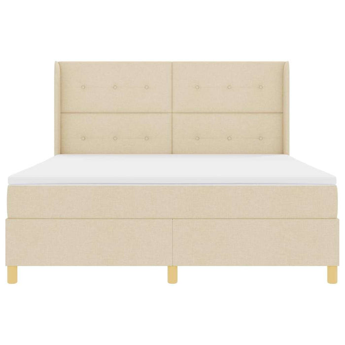 Pat cu arcuri cu saltea cu headboard Crem 140 x 200 cm țesătură - WALTI WALTI