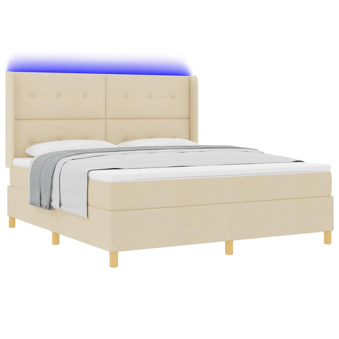 Pat cu arcuri cu saltea cu headboard Crem 140 x 200 cm țesătură - WALTI WALTI