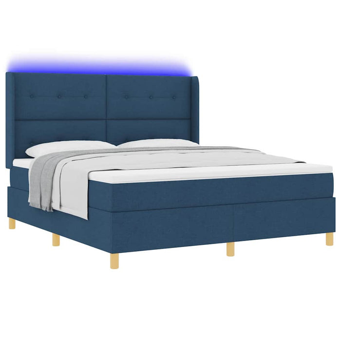 Pat cu arcuri cu benzi LED albastru 180 x 200 cm țesătură WALTI