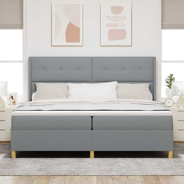 Pat cu arcuri cu benzi LED Gri deschis 200 x 200 cm țesătură WALTI