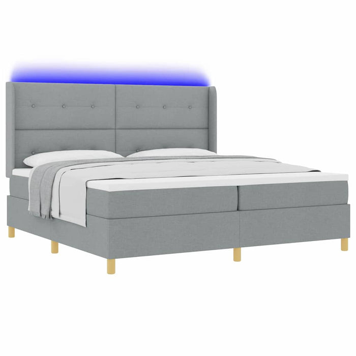 Pat cu arcuri cu benzi LED Gri deschis 200 x 200 cm țesătură WALTI