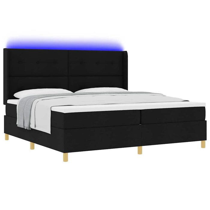 Pat cu arcuri cu benzi LED Negru 200 x 200 cm țesătură WALTI