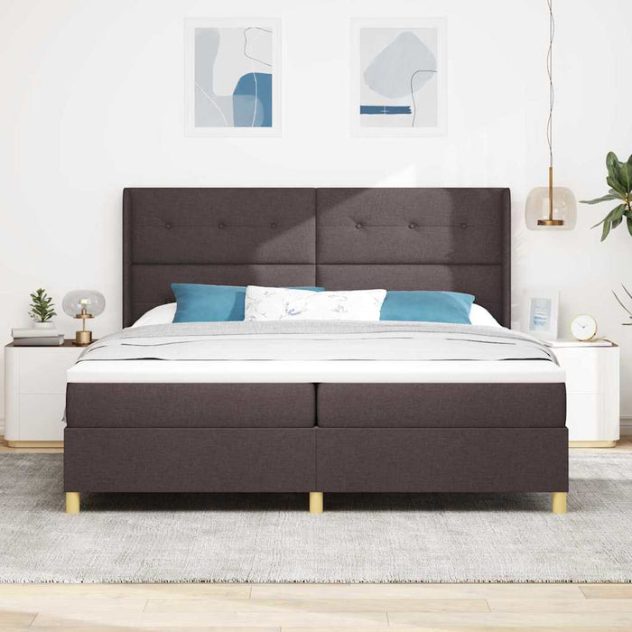 Pat cu arcuri cu benzi LED Maro 200 x 200 cm țesătură WALTI