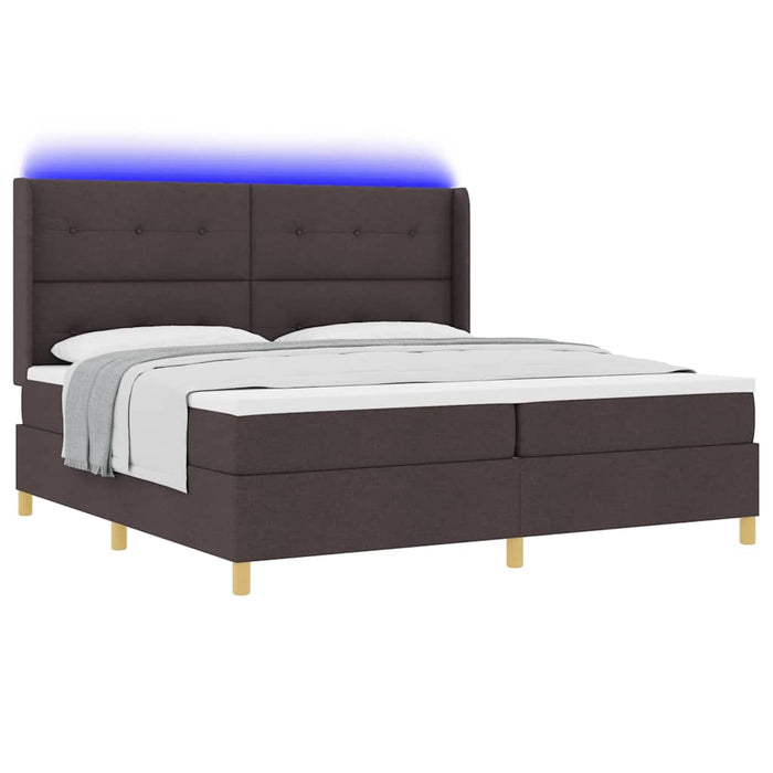 Pat cu arcuri cu benzi LED Maro 200 x 200 cm țesătură WALTI