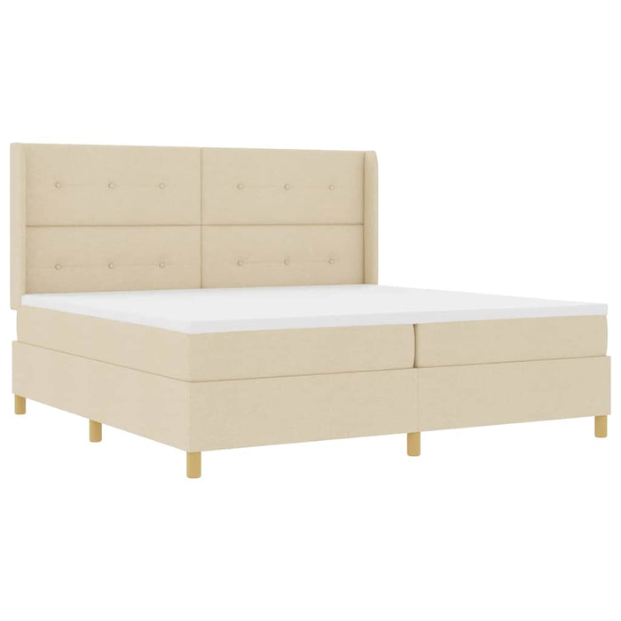 Pat cu arcuri cu saltea cu headboard Crem 140 x 200 cm țesătură - WALTI WALTI