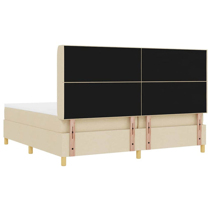 Pat cu arcuri cu saltea cu headboard Crem 140 x 200 cm țesătură - WALTI WALTI