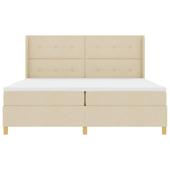 Pat cu arcuri cu saltea cu headboard Crem 140 x 200 cm țesătură - WALTI WALTI