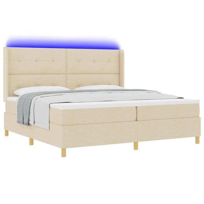 Pat cu arcuri cu saltea cu headboard Crem 140 x 200 cm țesătură - WALTI WALTI