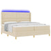 Pat cu arcuri cu saltea cu headboard Crem 140 x 200 cm țesătură - WALTI WALTI