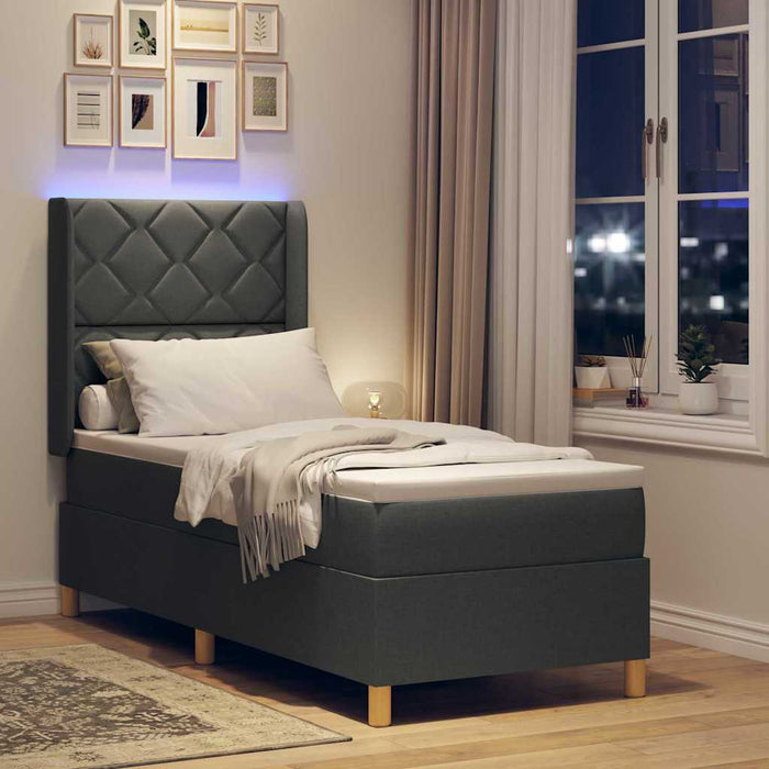 Pat cu arcuri cu benzi LED Gri 80 x 200 cm țesătură WALTI