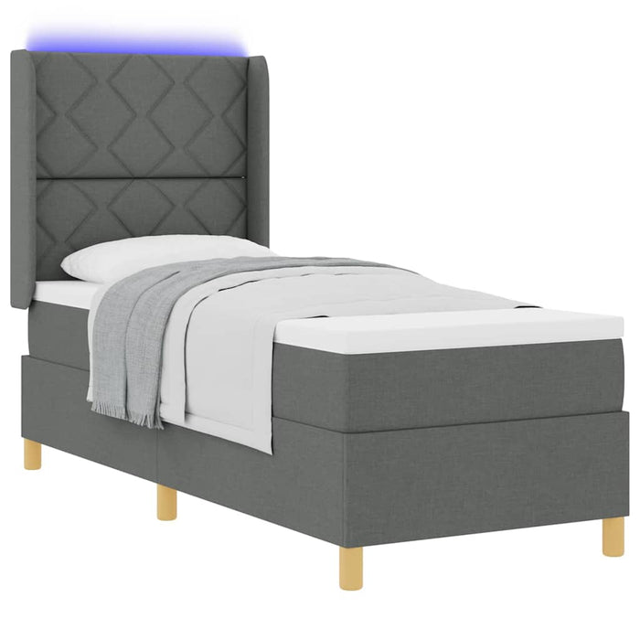 Pat cu arcuri cu benzi LED Gri 80 x 200 cm țesătură WALTI
