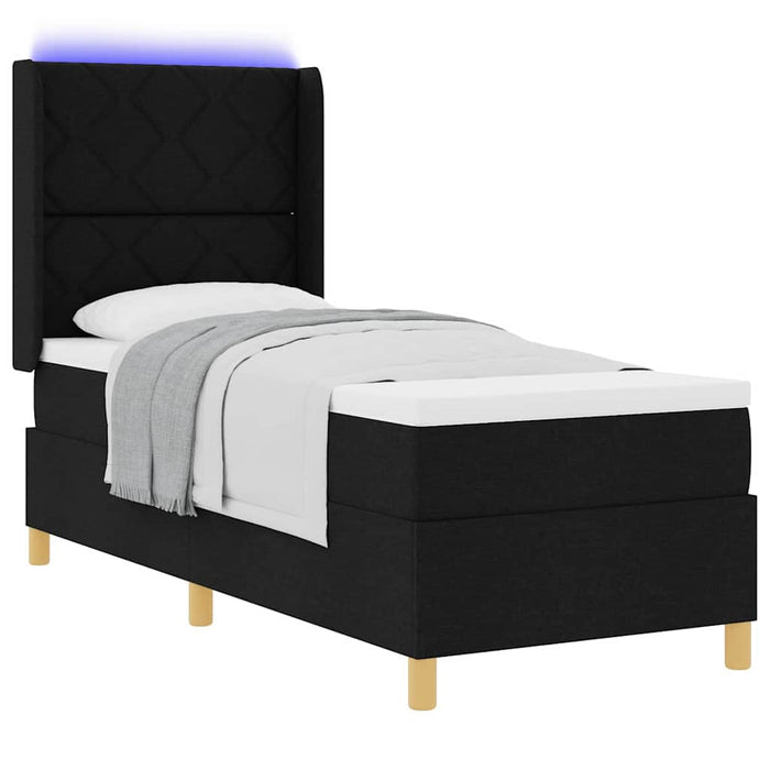 Pat cu arcuri cu benzi LED Negru 80 x 200 cm țesătură - WALTI WALTI