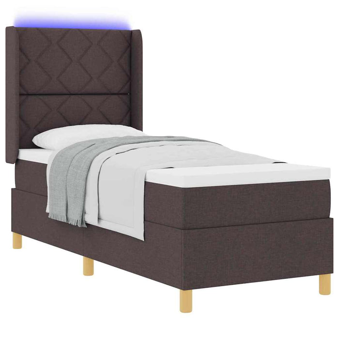 Pat cu arcuri cu benzi LED Maro 80 x 200 cm țesătură - WALTI WALTI