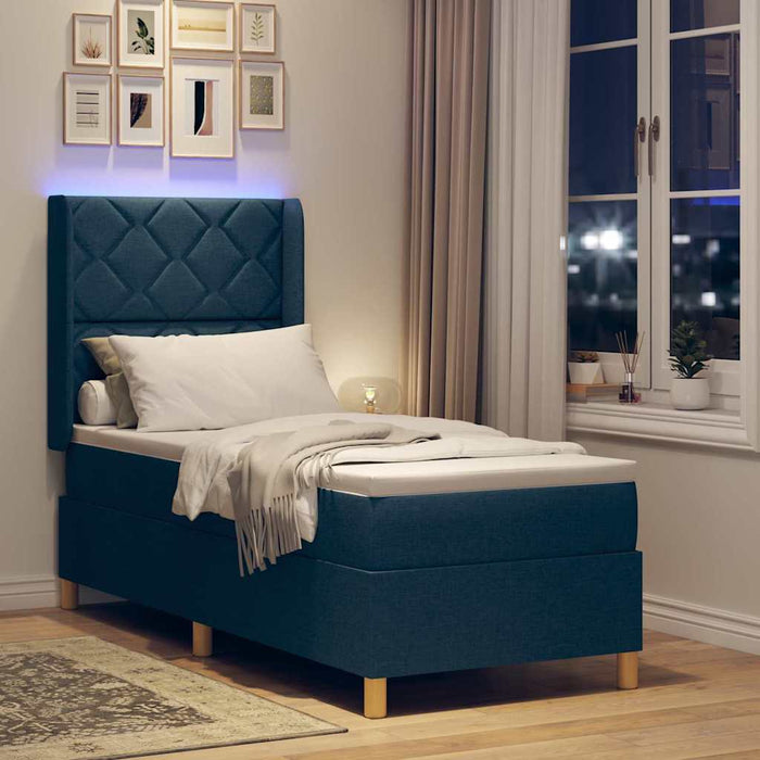 Pat cu arcuri cu benzi LED albastru 80 x 200 cm țesătură WALTI