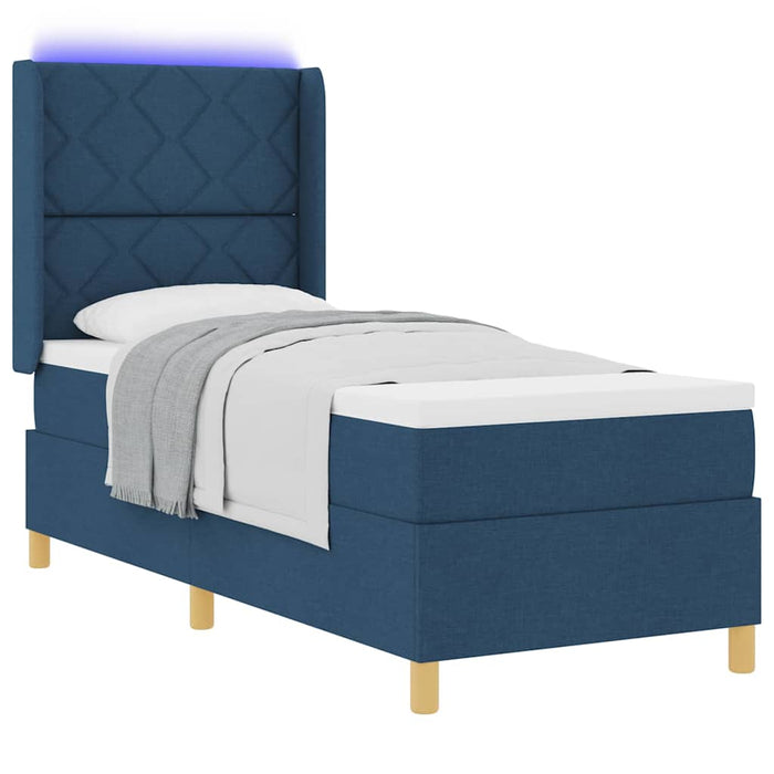 Pat cu arcuri cu benzi LED albastru 80 x 200 cm țesătură WALTI
