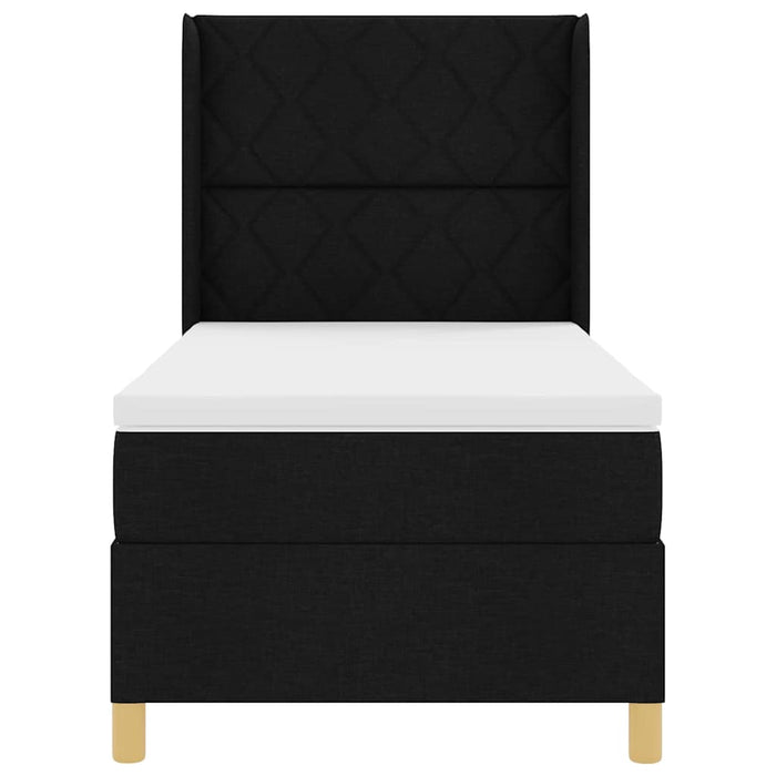 Pat cu arcuri cu benzi LED Negru 90 x 190 cm țesătură - WALTI WALTI