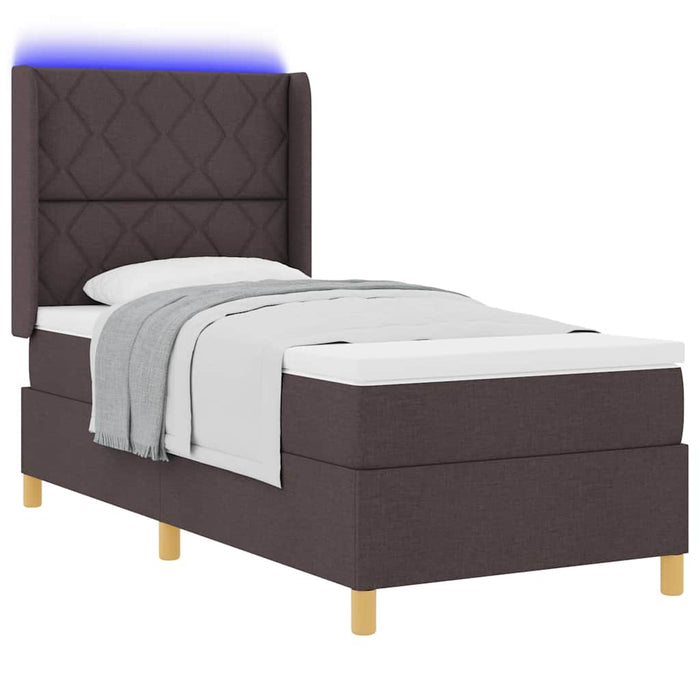 Pat cu arcuri cu benzi LED Maro 90 x 190 cm țesătură - WALTI WALTI