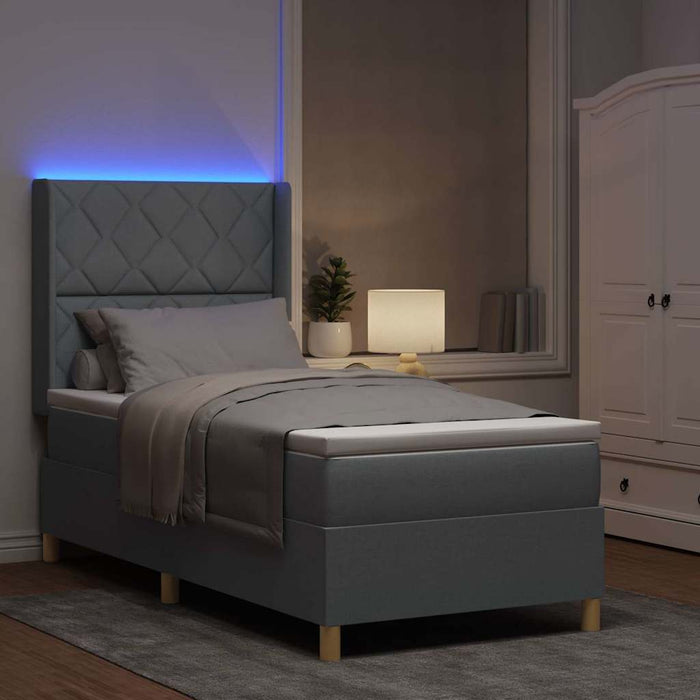 Pat cu arcuri cu benzi LED Gri deschis 90 x 200 cm țesătură WALTI