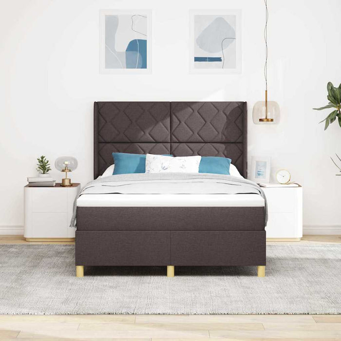 Pat cu arcuri cu benzi LED Maro 140 x 190 cm țesătură WALTI