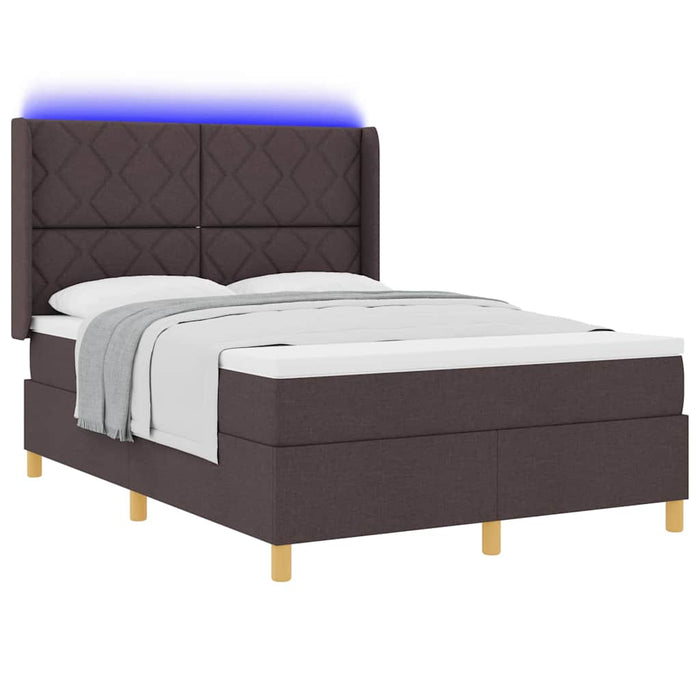 Pat cu arcuri cu benzi LED Maro 140 x 190 cm țesătură WALTI