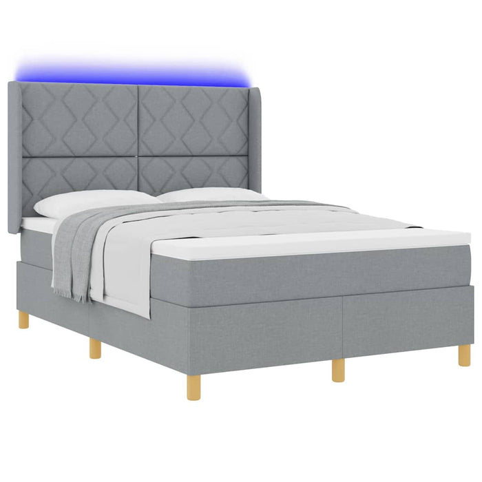Pat cu arcuri cu benzi LED Gri deschis 140 x 200 cm țesătură WALTI