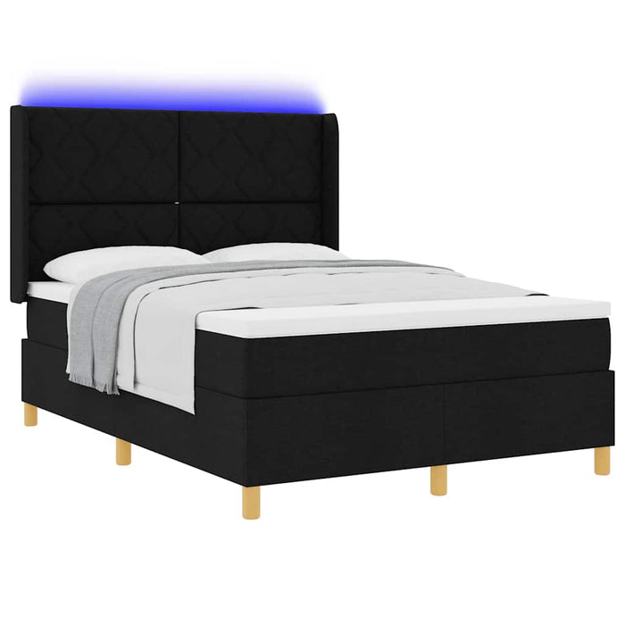 Pat cu arcuri cu benzi LED Negru 160 x 200 cm țesătură WALTI