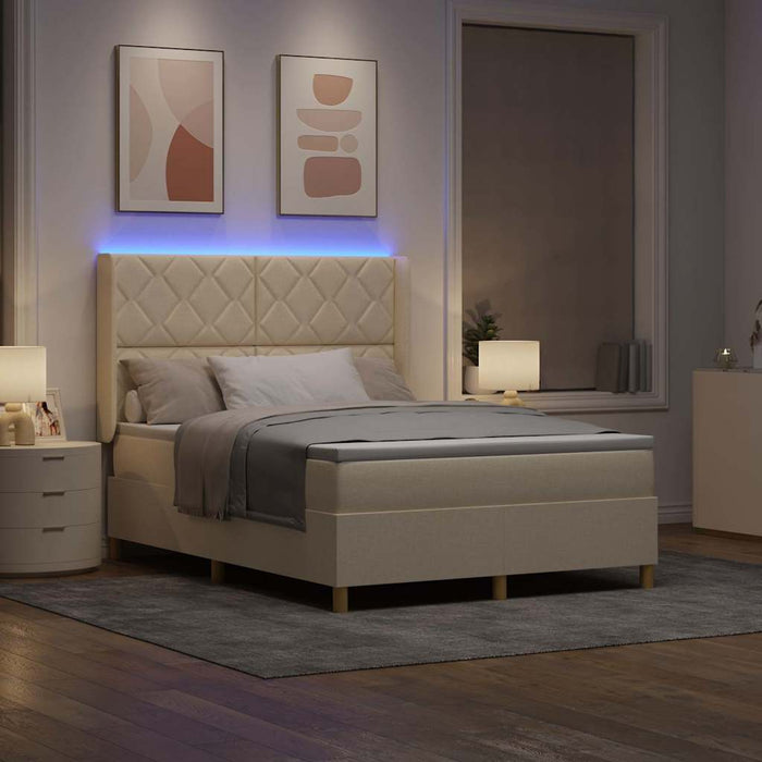 Pat cu arcuri cu benzi LED Crem 160 x 200 cm țesătură WALTI