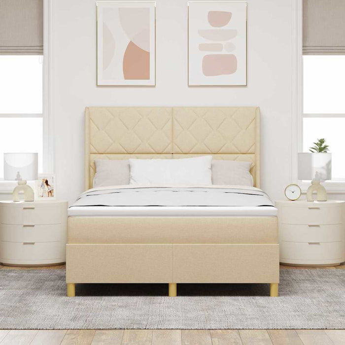 Pat cu arcuri cu benzi LED Crem 160 x 200 cm țesătură WALTI