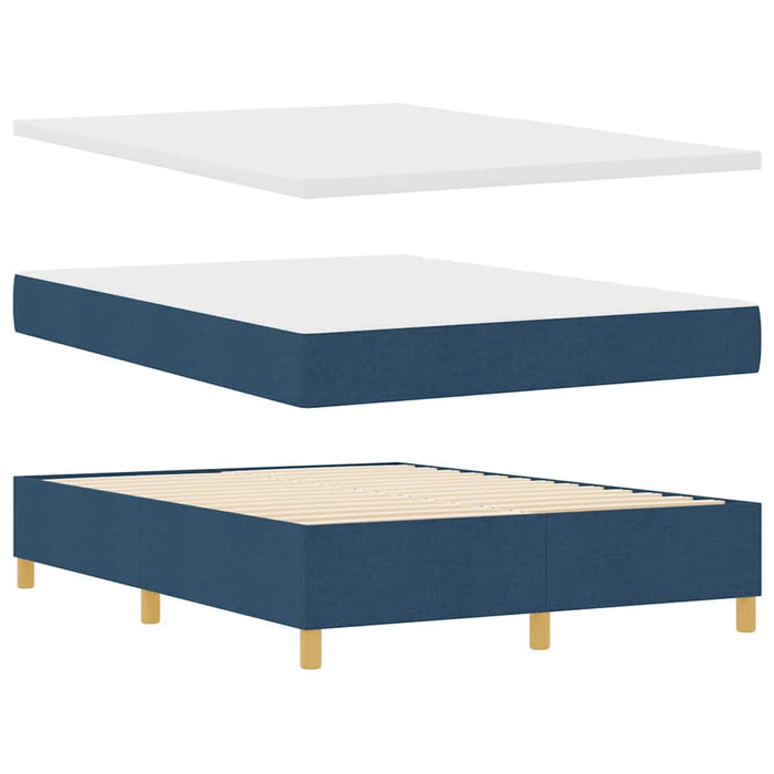 Pat cu arcuri cu benzi LED albastru 160 x 200 cm țesătură WALTI