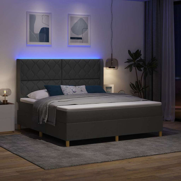Pat cu arcuri cu benzi LED Gri 180 x 200 cm țesătură WALTI
