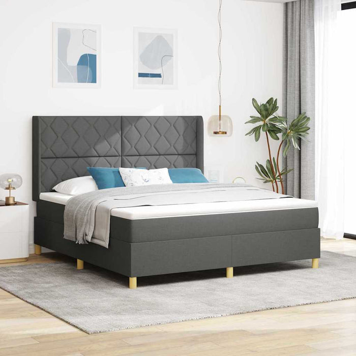 Pat cu arcuri cu benzi LED Gri 180 x 200 cm țesătură WALTI