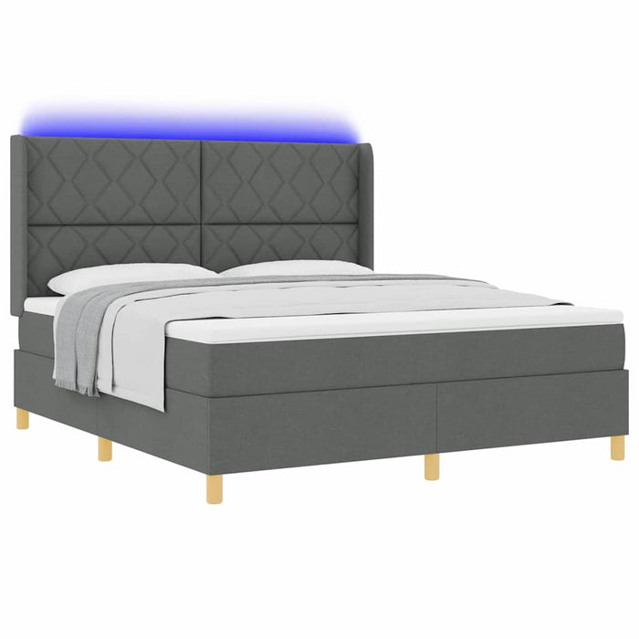 Pat cu arcuri cu benzi LED Gri 180 x 200 cm țesătură WALTI