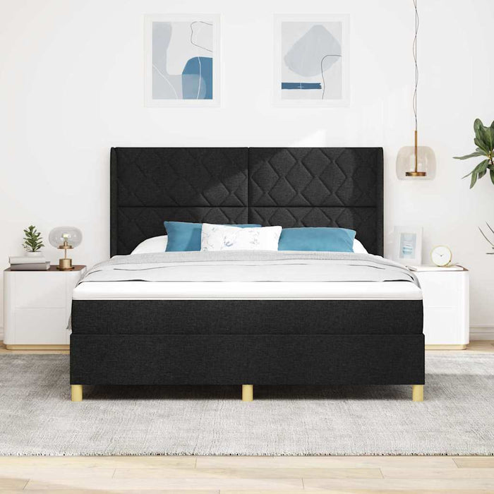 Pat cu arcuri cu benzi LED Negru 180 x 200 cm țesătură WALTI