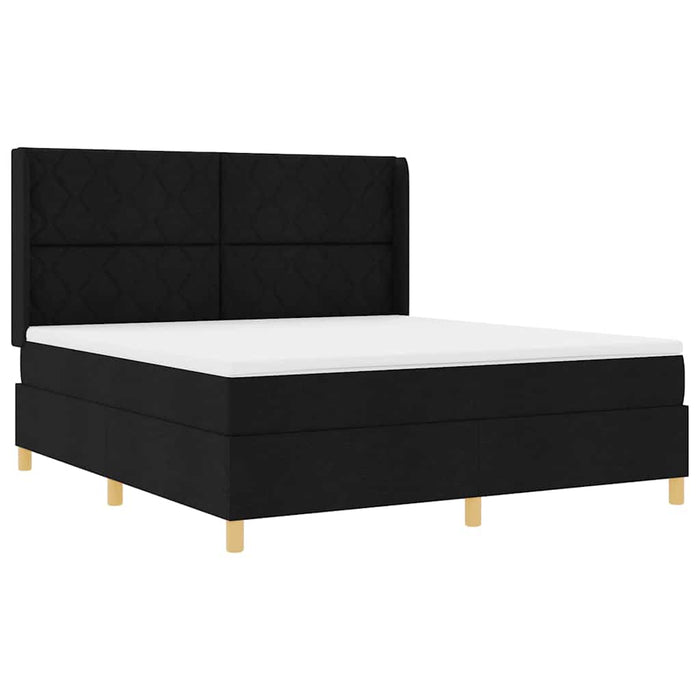 Pat cu arcuri cu benzi LED Negru 180 x 200 cm țesătură WALTI