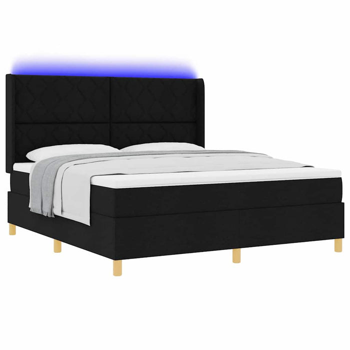 Pat cu arcuri cu benzi LED Negru 180 x 200 cm țesătură WALTI