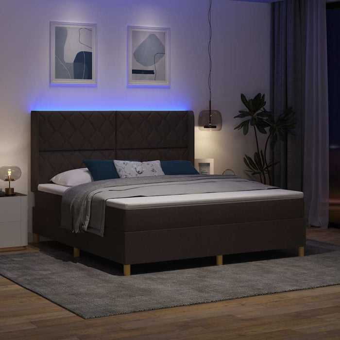 Pat cu arcuri cu benzi LED Maro 180 x 200 cm țesătură - WALTI WALTI