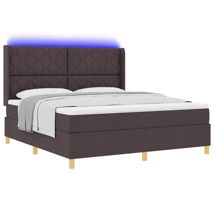 Pat cu arcuri cu benzi LED Maro 180 x 200 cm țesătură - WALTI WALTI