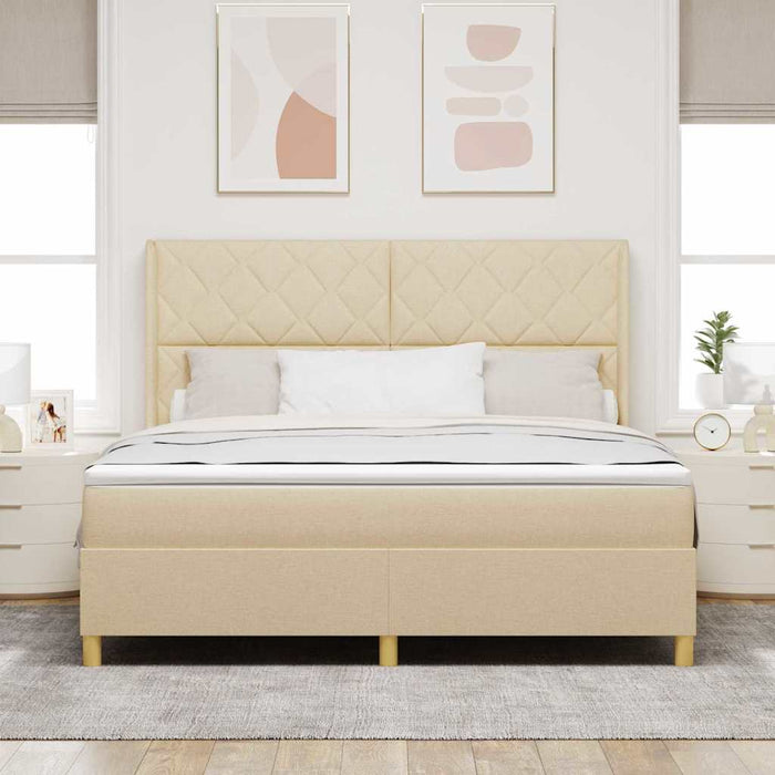 Pat cu arcuri cu benzi LED Crem 180 x 200 cm țesătură - WALTI WALTI