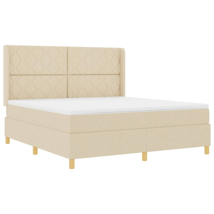 Pat cu arcuri cu benzi LED Crem 180 x 200 cm țesătură - WALTI WALTI