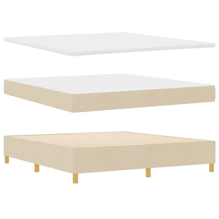Pat cu arcuri cu benzi LED Crem 180 x 200 cm țesătură - WALTI WALTI