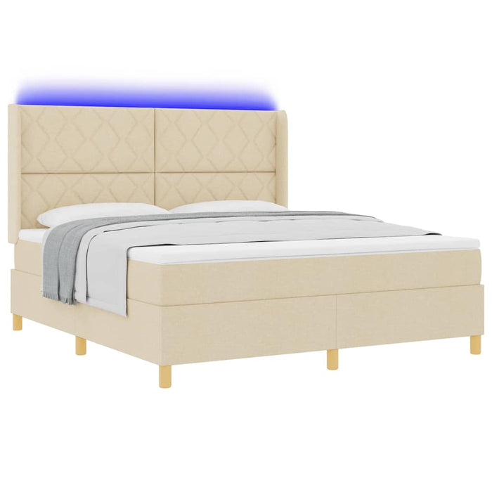 Pat cu arcuri cu benzi LED Crem 180 x 200 cm țesătură - WALTI WALTI