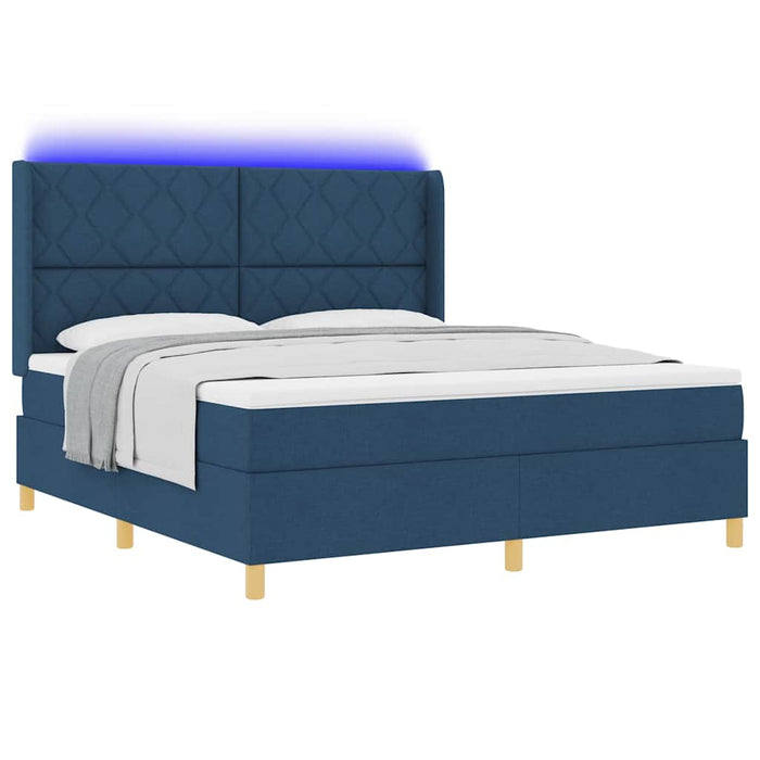 Pat cu arcuri cu benzi LED albastru 180 x 200 cm țesătură WALTI