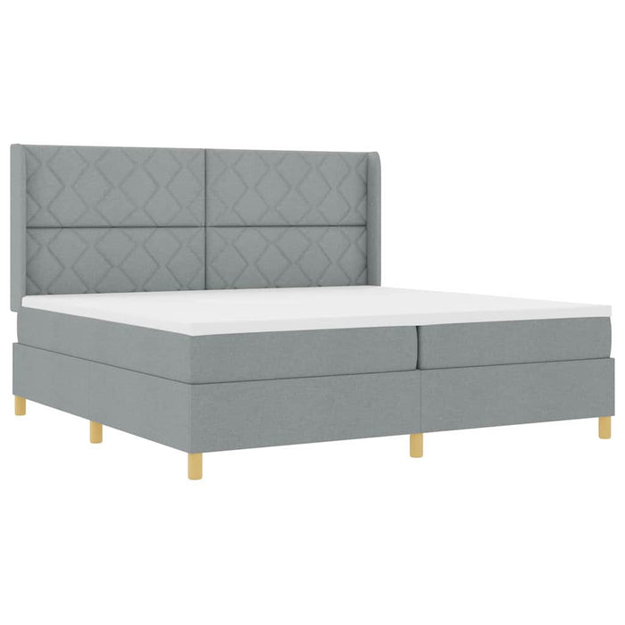 Pat cu arcuri cu saltea Gri deschis 200 x 200 cm țesătură - WALTI WALTI