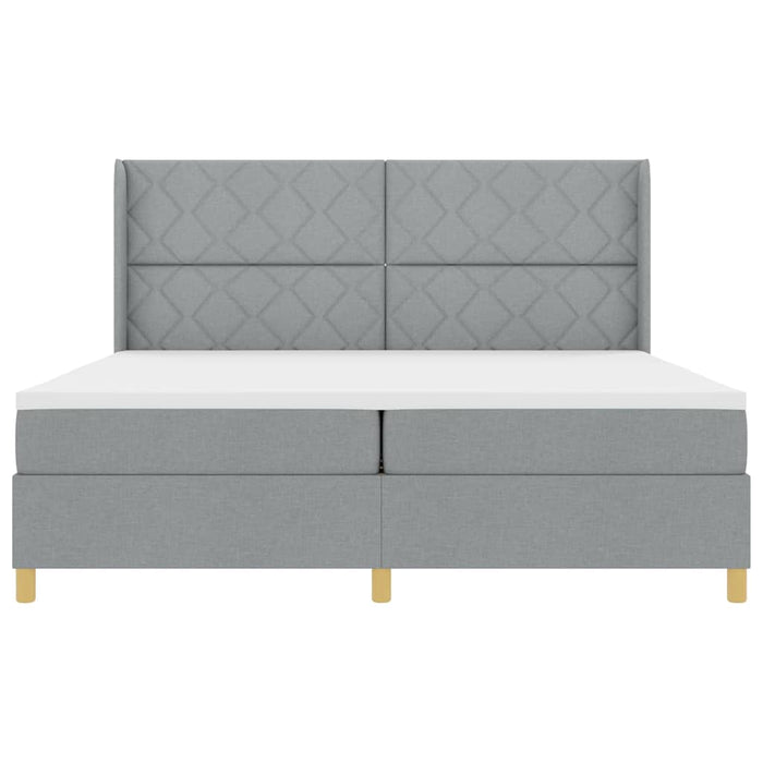 Pat cu arcuri cu saltea Gri deschis 200 x 200 cm țesătură - WALTI WALTI