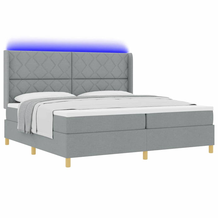 Pat cu arcuri cu saltea Gri deschis 200 x 200 cm țesătură - WALTI WALTI